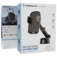 حامل هاتف سيارة باورولوجي رافن بقفل أوتوماتيكي - أسود | Powerology Raven Auto-Clamping Car Phone Mount - Black