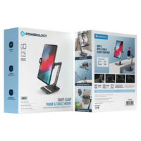حامل باوروجي الذكي للآيباد والتابلت - أسود | Powerology iPad/Tablet Auto Clamping Stand 500mAh - Black