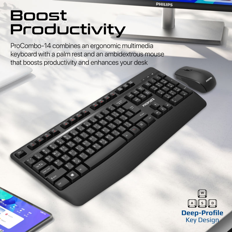 Promate ProCombo-14 keyboard and mouse set - angle view