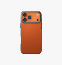 UNIQ Lyden DS dual-tone leatherette case for iPhone 17 Pro Max Flame Orange - front view