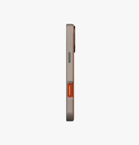 UNIQ Lyden DS dual-tone leatherette case for iPhone 17 Pro Max Flame Orange - aluminium side buttons