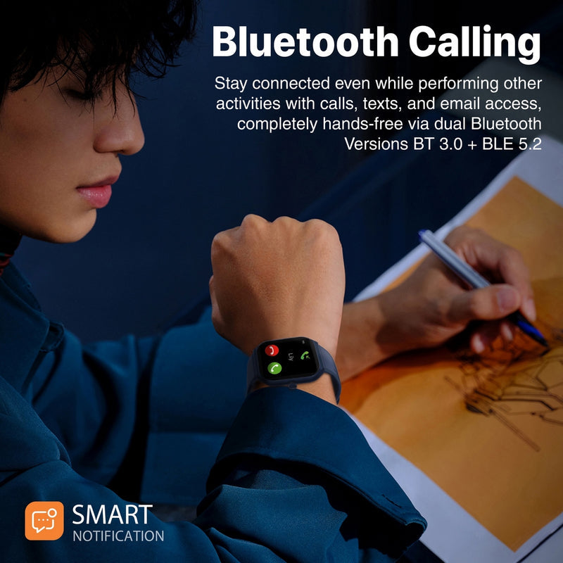 Promate ProWatch-AM19 AMOLED Smartwatch 1.96 inch IP68 Blue-Angle
