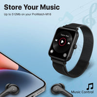 Promate ProWatch-M18 AMOLED Smartwatch Music Storage IP68 Black-Display