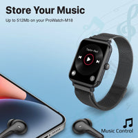Promate ProWatch-M18 AMOLED Smartwatch Music Storage IP68 Graphite-Display