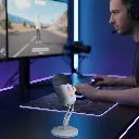 مايكروفون بورودو جيمنغ إيليكس مكثّف RGB بزر تقليل الضوضاء وصوت كرستالي وتوصيل فوري USB-C - أبيض | Porodo Gaming Elyx RGB Condenser Microphone with Noise Suppress Button White
