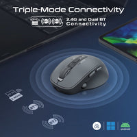Promate Blix-3M Black wireless mouse OLED display - angle view
