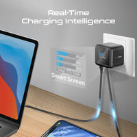 Promate Cubix-R70 شاحن 70 واط - أسود - شاشة TFT 1.14 إنش تعرض بيانات الشحن
