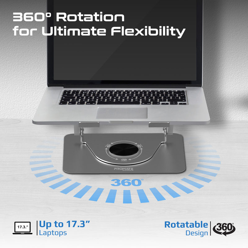 Promate DeskMate-8 height adjustment and rotating base detail