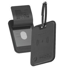Promate HushTag Black anti-loss leather luggage tag with Apple Find My tracking - main view