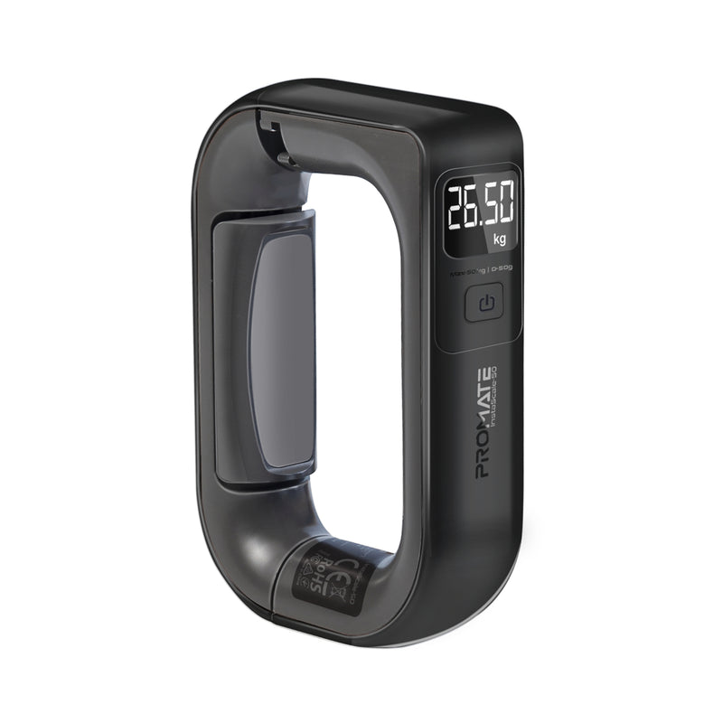 Promate InstaScale-50 Black comfort-grip digital luggage scale - main view