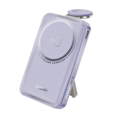 Promate Mavrix-3 MagSafe Wireless Power Bank 10000mAh 15W Purple-Front
