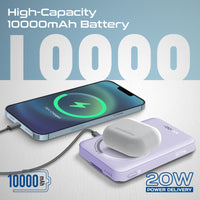 Promate Mavrix-3 MagSafe Wireless Power Bank 10000mAh 15W Purple-Kickstand