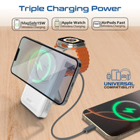 Promate Mavrix-3 MagSafe Wireless Power Bank 10000mAh 15W White-Attached