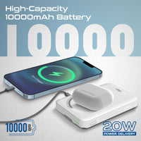 Promate Mavrix-3 MagSafe Wireless Power Bank 10000mAh 15W White-Kickstand