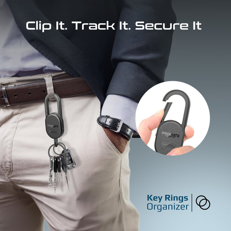 Promate TagChain Black IP67 water resistant key finder with rechargeable battery