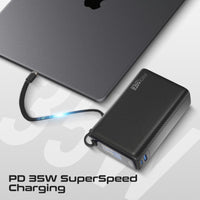 Promate Titan-35W Power Bank 20000mAh 35W TFT Screen Black-Built-In Cable