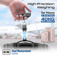 Promate InstaScale luggage scale LCD touchscreen display - angle view
