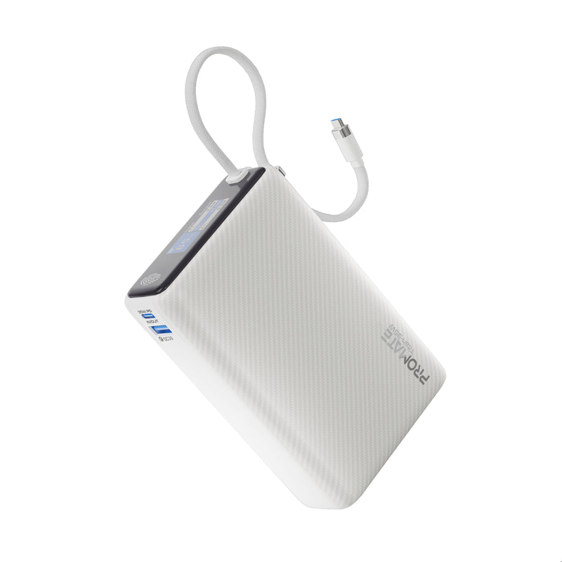 Promate Titan-35W Power Bank 20000mAh 35W TFT Screen White-Front