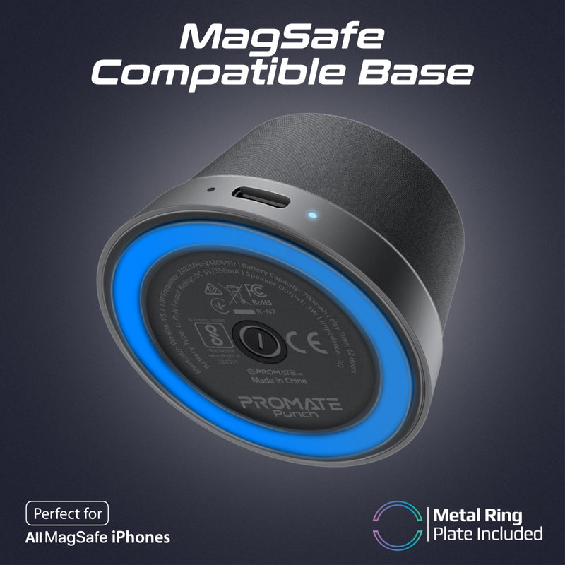 Promate Punch Black mini speaker controls detail