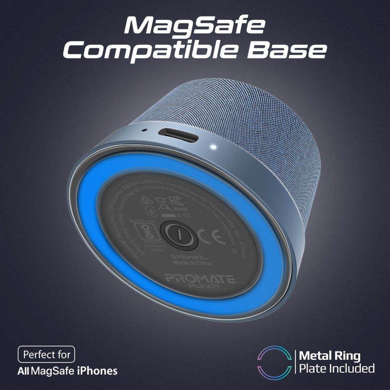 Promate Punch Navy mini speaker controls detail