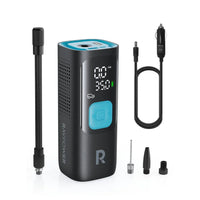 منفاخ هواء ذكي راف باور 3 في 1 مع باور بانك وكشاف LED  - اسود | RAVPOWER PB1233 3-in-1 Smart Air Compressor with Power Bank & LED Flashlight – Black