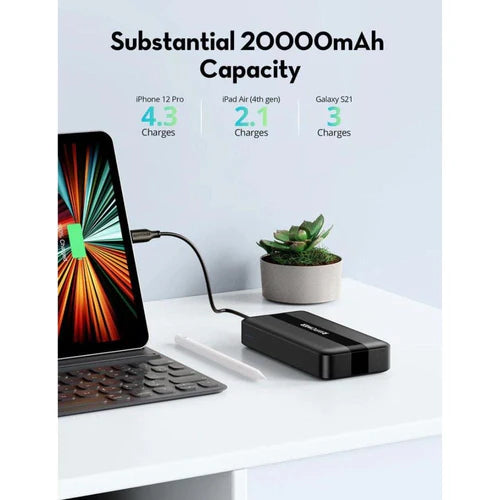 RAVPower PB1235 20000mAh 3-Port Bank 20W PD Barkirina Bilez - RAVPower 20000mAh Bank, 3 Port, 20W PD Barkirina Bilez