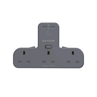 موزّع طاقة راف باور بقدرة شحن 45 واط مع 3 مقابس كهربائية و2 منفذ تايب سي | RAVPower PD 45W Power Outlet Extender with 3 AC Outlets & 2 USB-C Ports