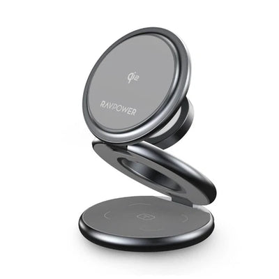 شاحن راف باور 3 في 1 مغناطيسي لاسلكي قابل للطي بقدرة شحن 15 واط | RAVPower 3-in-1 MagSafe 15W Wireless Charging Station
