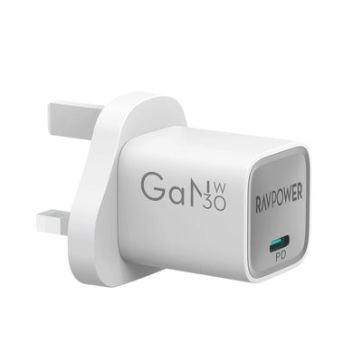شاحن جداري راف باور PC1056 بتقنية GaN بمنفذ تايب سي وبقدرة شحن 30 واط | RAVPower PC1056 30W GaN Tech PD USB-C Wall Charger