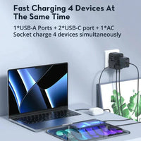شاحن السفر العالمي راف باور ب 3 منافذ وبقدرة شحن 65 واط | RAVPower 65W Universal Travel Charger 3-Port PD & QC Fast Charging