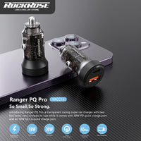 Şarjêra Otomobîlê ya Rockrose 30W Du Port - PD &amp; QC 3.0
