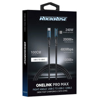 كيبل روك روز OneLink Pro Max تايب سي الى تايب سي بقدرة شحن 240 واط وطول 1 متر | RockRose OneLink Pro Max 240W USB-C to USB-C Right Angle Cable 1m