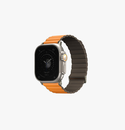 UNIQ Revix Premium Edition reversible leather Apple Watch band Saffron Orange Khaki