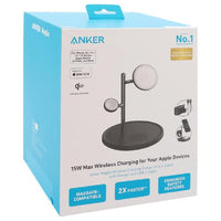 حامل وشاحن لاسلكي انكر ماج جو 3 في 1 بقدرة شحن 15 واط | Anker MagGo 15W 3-in-1 Charging Stand, Qi2 Certified Wireless Charger for iPhone