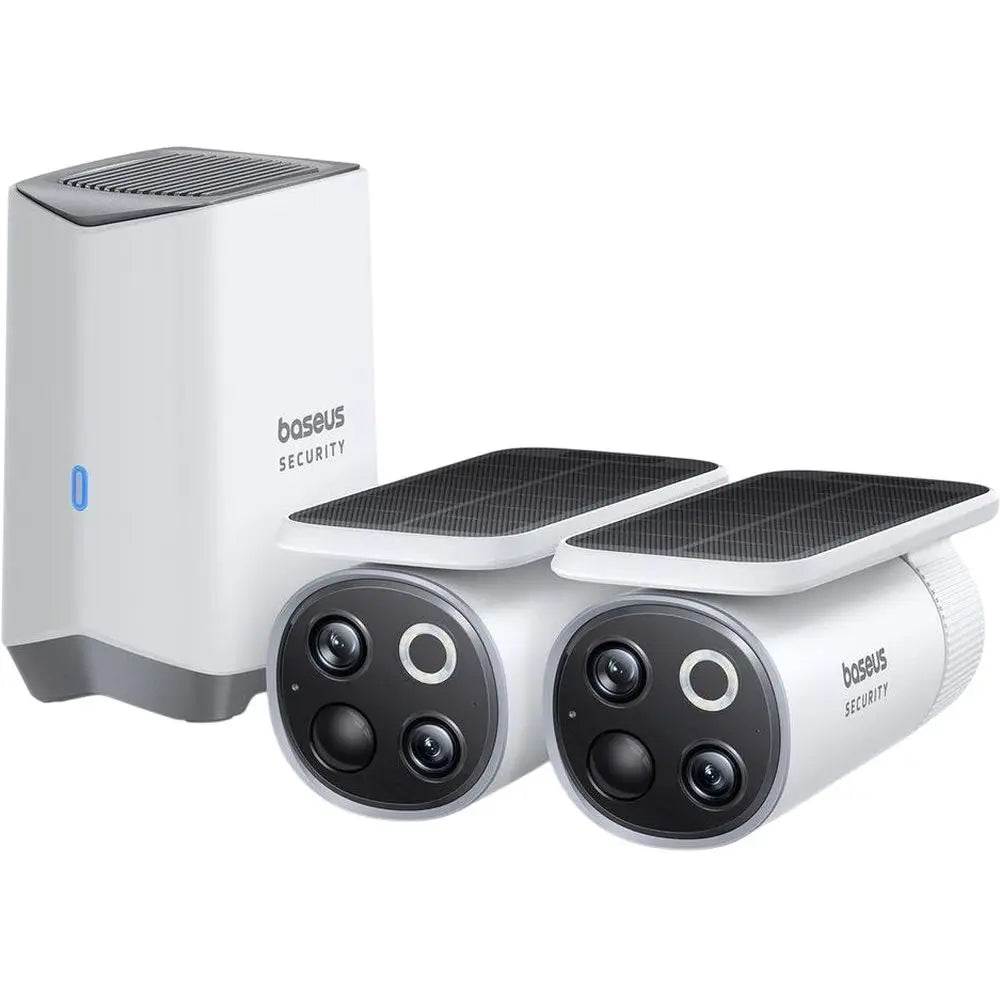 Baseus Security S1 Pro Outdoor Dual Camera 3K 2-Cam Kit White UK | نظام كاميرات بيسوس سيكيورتي اس 1 برو خارجية مزدوجة 3K أبيض