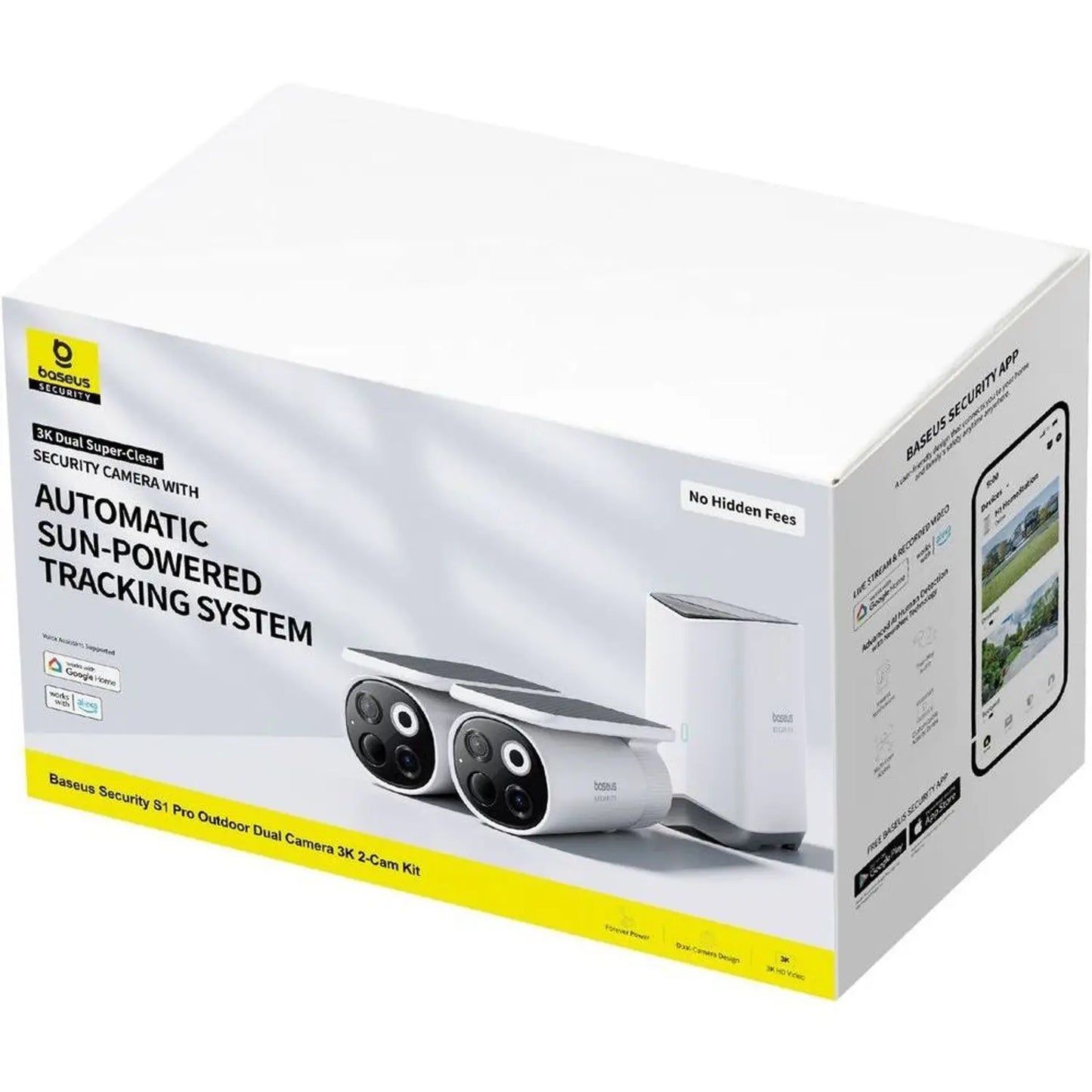 Baseus Security S1 Pro Outdoor Dual Camera 3K 2-Cam Kit White UK | نظام كاميرات بيسوس سيكيورتي اس 1 برو خارجية مزدوجة 3K أبيض