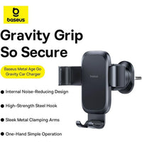 Baseus Metal Age Go Gravity Car Mount Air Outlet Black | حامل سيارة بيسوس Metal Age Go جرافيتي للمكيف أسود