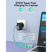 شاحن جداري راف باور PC1088 بقدرة 200 واط مع 4 منافذ - اسود | Ravpower Wall Charger Black PC1088 200W 4-Port