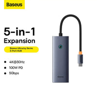 Baseus UltraJoy 5-Port HUB Space Grey - هاب بيسوس الترا جوي 5 منافذ رمادي