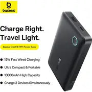 Baseus EnerFill FP11 Power Bank 10000mAh 15W - بيسوس انرفيل باور بانك 10000 مللي أمبير