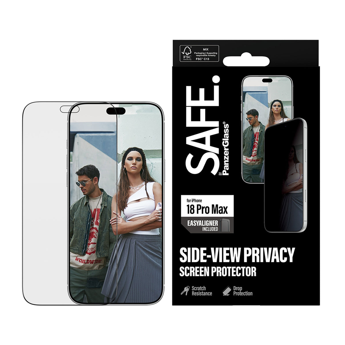 بانزر جلاس حماية شاشة بفلتر خصوصية لهاتف iPhone 18 Pro Max | SAFE. by PanzerGlass Privacy Screen Protector iPhone 18 Pro Max | Ultra-Wide Fit with EasyAligner