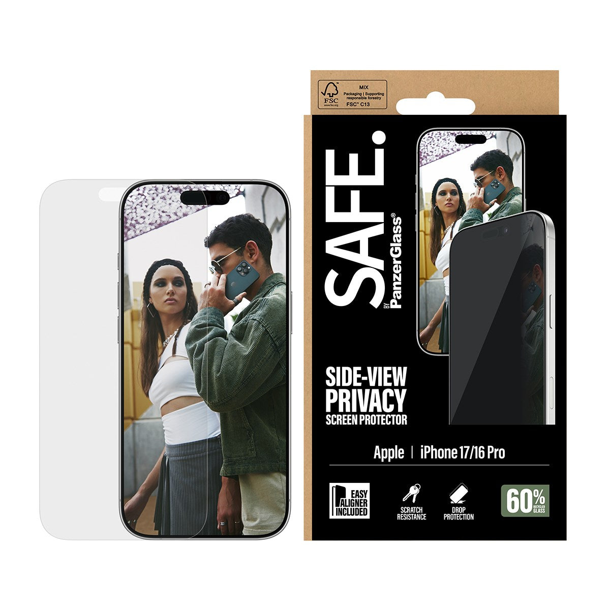 بانزر جلاس حماية شاشة بفلتر خصوصية لهاتف iPhone 17 / iPhone 16 Pro | SAFE. by PanzerGlass 2-Way Privacy Screen Protector iPhone 17 | iPhone 16 Pro | Ultra-Wide Fit with EasyAligner