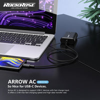 كيبل روك روز Arrow يو اس بي اي الى تايب سي بطول 1 متر | RockRose Arrow Type-C Cable 2.4A 1M