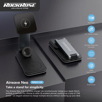 شاحن روك روز 3 في 1 المغناطيسي اللاسلكي قابل للطي | RockRose 3 in 1 Foldable Wireless MAGSAFE Charging Stand