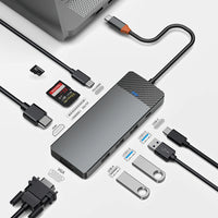 محول ويوو لينكر 9 في 1 بمنفذ تايب سي مع قارئ بطاقات SD/TF  - رمادي | WiWU Linker 921 9 in 1 Type-C Hub Laptop Adapter with SD/TF Card Reader – Gray