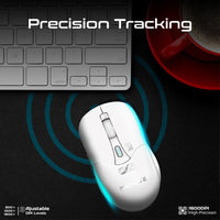 Promate Samo White wireless mouse - angle view