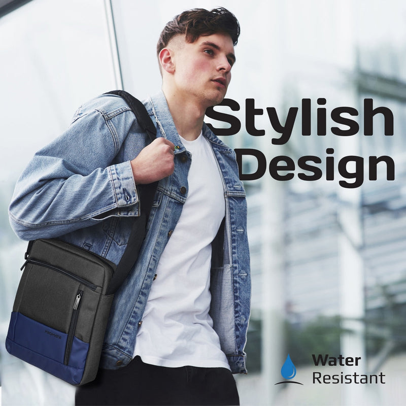 Promate Satchel-HB Tablet Hand Bag 13 inch Anti-Theft Blue-Angle
