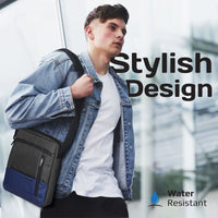 Promate Satchel-HB Tablet Hand Bag 13 inch Anti-Theft Blue-Angle