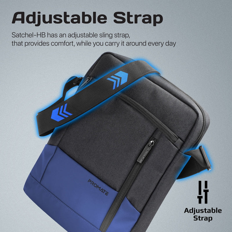 Promate Satchel-HB Tablet Hand Bag 13 inch Anti-Theft Blue-Strap