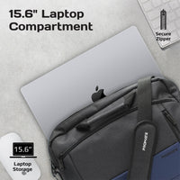 Promate Satchel-MB Laptop Messenger Bag 15.6 inch Blue-Open